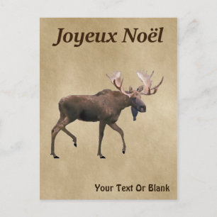Joyeux noё l. Bull Moose on Old Paper Briefkaart