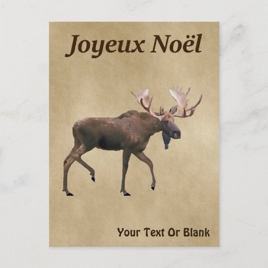 Joyeux noё l. Bull Moose on Old Paper Briefkaart (Voorkant)