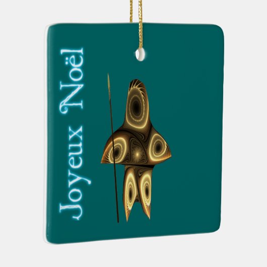 Joyeux Noё l - Fractal Inuit Hunter Keramisch Ornament (Rechts)