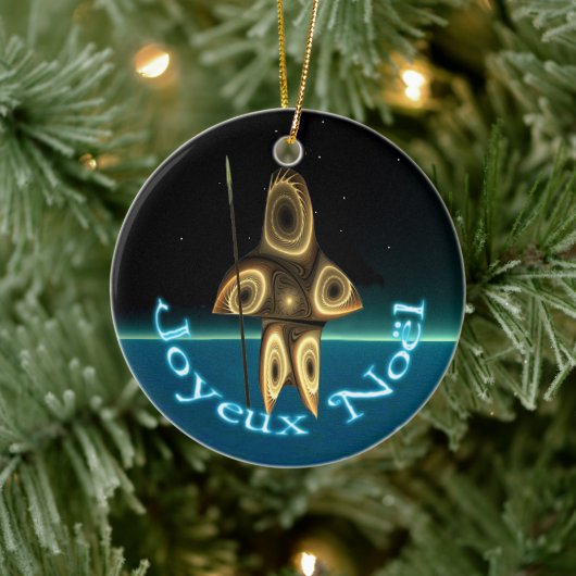Joyeux Noё l - Fractal Inuit Hunter Keramisch Ornament (Boom)