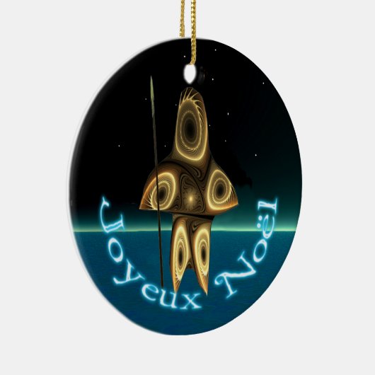 Joyeux Noё l - Fractal Inuit Hunter Keramisch Ornament (Rechts)
