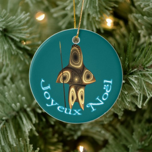 Joyeux Noё l - Fractal Inuit Hunter Keramisch Ornament (Boom)