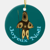 Joyeux Noё l - Fractal Inuit Hunter Keramisch Ornament (Voorkant)