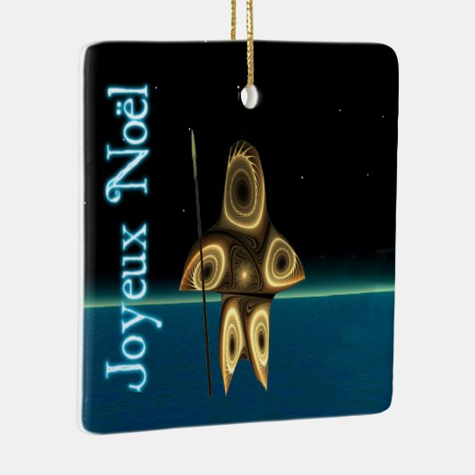Joyeux Noё l - Fractal Inuit Hunter Keramisch Ornament (Rechts)