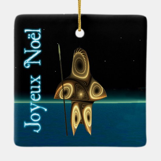 Joyeux Noё l - Fractal Inuit Hunter Keramisch Ornament (Achterkant)