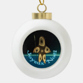 Joyeux Noё l - Fractal Inuit Hunter Keramische Bal Ornament (Voorkant)