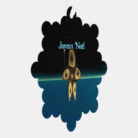 Joyeux Noё l - Fractal Inuit Hunter Ornament Kaart (Rechts)