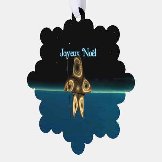 Joyeux Noё l - Fractal Inuit Hunter Ornament Kaart (Links)