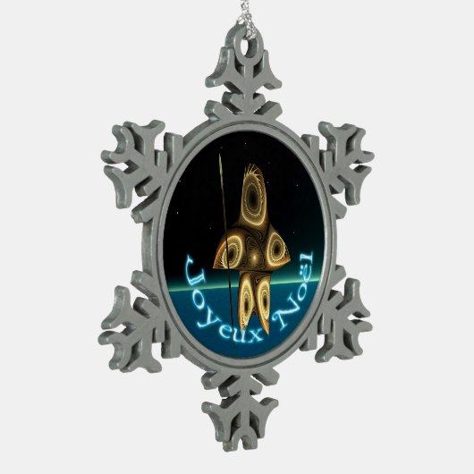 Joyeux Noё l - Fractal Inuit Hunter Tin Sneeuwvlok Ornament (Links)