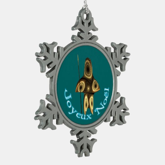 Joyeux Noё l - Fractal Inuit Hunter Tin Sneeuwvlok Ornament (Links)