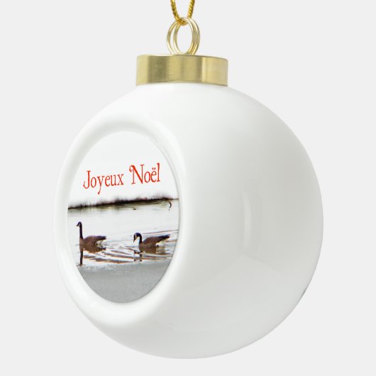 Joyeux Noё l - Honkers - Canada Geese Keramische Bal Ornament (Rechts)