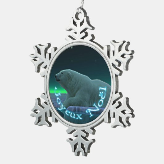 Joyeux Noё l - Ice Edge Polar Beer Tin Sneeuwvlok Ornament (Rechts)