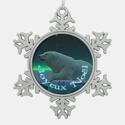 Joyeux Noё l - Ice Edge Polar Beer Tin Sneeuwvlok Ornament (Voorkant)