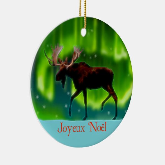 Joyeux Noё l - Northern Lights Moose Keramisch Ornament (Rechts)