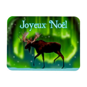 Joyeux Noё l - Northern Lights Moose Magneet