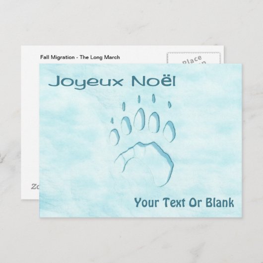 Joyeux Noё l - Polar Beer Paw Print Briefkaart (Voorkant / Achterkant)
