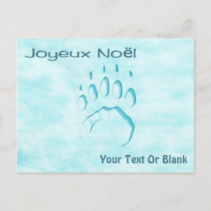 Joyeux Noё l - Polar Beer Paw Print Briefkaart