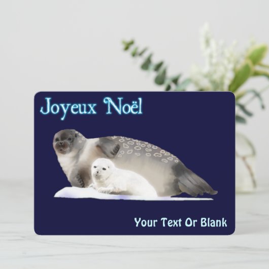 Joyeux Noё l - Ringed zegel Feestdagenkaart (Staand voorkant)