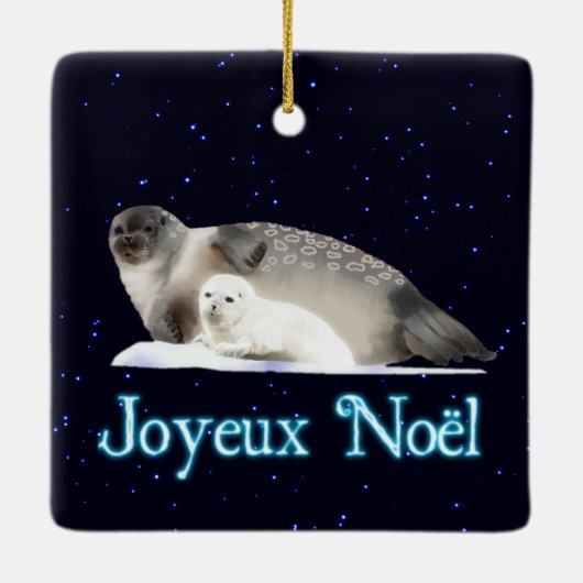 Joyeux Noё l - Ringed zegel Keramisch Ornament (Achterkant)
