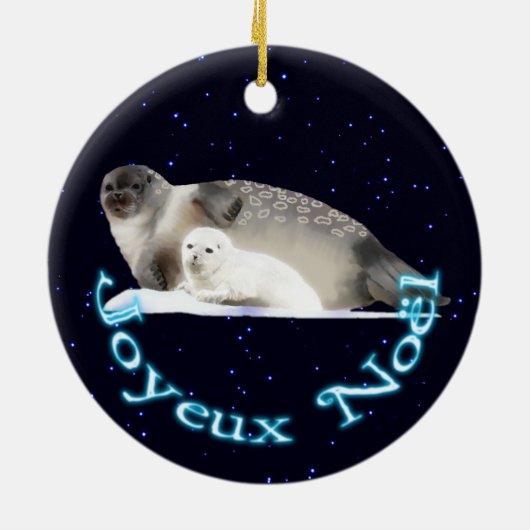 Joyeux Noё l - Ringed zegel Keramisch Ornament (Achterkant)
