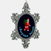 Joyeux Noё l - Santa Claus Tin Sneeuwvlok Ornament (Links)