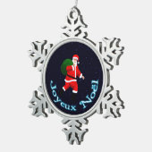 Joyeux Noё l - Santa Claus Tin Sneeuwvlok Ornament (Rechts)