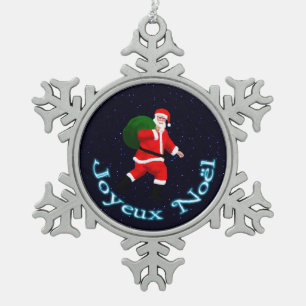 Joyeux Noё l - Santa Claus Tin Sneeuwvlok Ornament