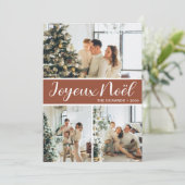 Joyeux Noel 4 Foto Flat Holiday Kaart (Staand voorkant)