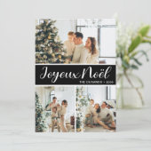 Joyeux Noel 4 Foto Flat Holiday Kaart (Staand voorkant)
