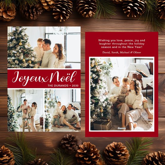 Joyeux Noel 4 Photo Flat Holiday Card Feestdagenkaart
