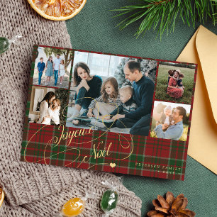 Joyeux Noel 5 foto collage elegante kerst Feestdagenkaart