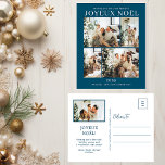 Joyeux Noel 5 foto Feestdagenkaart<br><div class="desc">Dit fantastische 5 foto vakantie briefkaart met "Joyeux Noel!" in een modern lettertype en uw familienaam en jaar in een fris en fris traditioneel lettertype, zowel in wit als blauwgroen, is ideaal voor het verzenden naar uw familie en vrienden. Iedereen zal het leuk vinden om nieuwe foto's van je familie...</div>