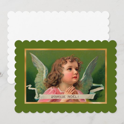 Joyeux Noel Angel Kaart of Uitnodiging (Voorkant / Achterkant)
