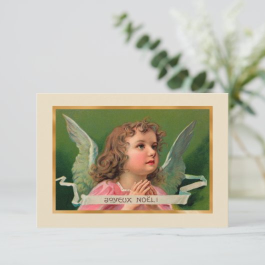 Joyeux Noel Angel Kaart of Uitnodiging (Staand voorkant)