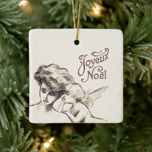 Joyeux Noel  Angel kerst Frans Keramisch Ornament (Boom)