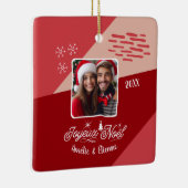 Joyeux Noël Avec Foto Franse Kerst Custom Pic Keramisch Ornament (Rechts)