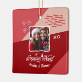 Joyeux Noël Avec Foto Franse Kerst Custom Pic Keramisch Ornament (Links)