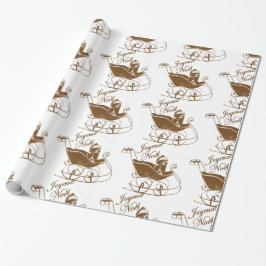 Joyeux Noel Basset Hound Dog Sleigh X'mas Cadeaupapier