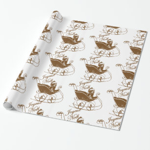 Joyeux Noel Basset Hound Dog Sleigh X'mas Cadeaupapier