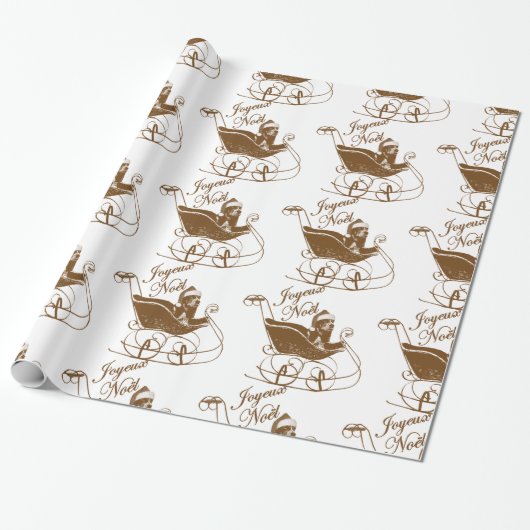 Joyeux Noel Basset Hound Dog Sleigh X'mas Cadeaupapier (Uitgerold)