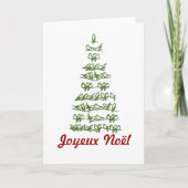 Joyeux Noël  Bird Tree Holiday Kaart (Voorkant)