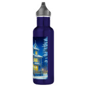 Joyeux Noël  Blauw Kersthuis Waterfles (Rechts)