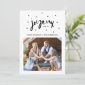 Joyeux Noel Boho Bird Familie Fotokerstfeest Feestdagenkaart (Staand voorkant)