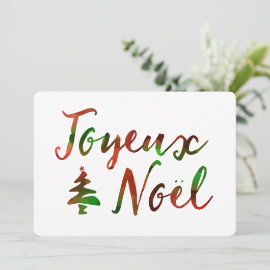 Joyeux Noel bokeh boomlichten Kaart (Staand voorkant)