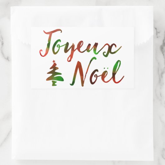 Joyeux Noel bokeh boomlichten Rechthoekige Sticker (Tas)