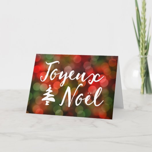 Joyeux Noël bokeh Feestdagen Kaart (Voorkant)