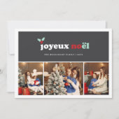 Joyeux Noel Bold Typografie Mistletoe 3 Foto Feestdagenkaart (Voorkant)