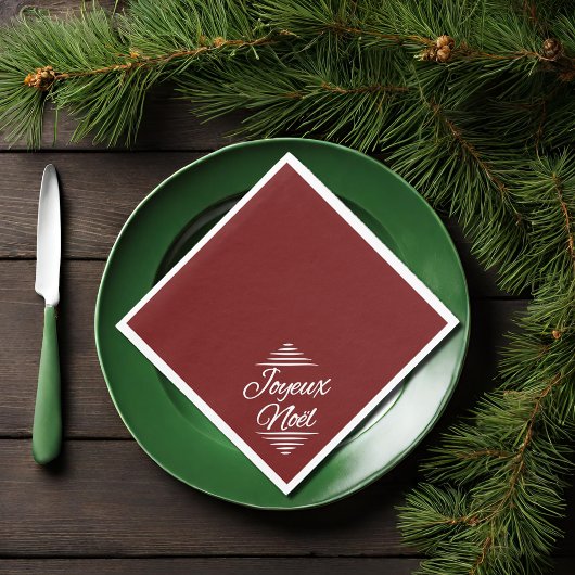 Joyeux Noel - bordeaux wit Servet