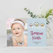 Joyeux Noël carte de foto de vacances Feestdagenkaart (Staand voorkant)