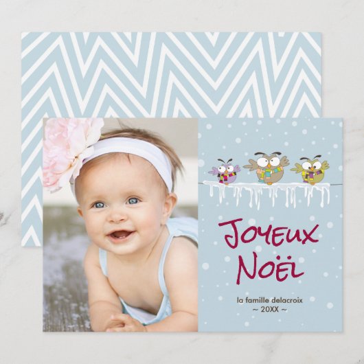 Joyeux Noël carte de foto de vacances Feestdagenkaart (Voorkant / Achterkant)